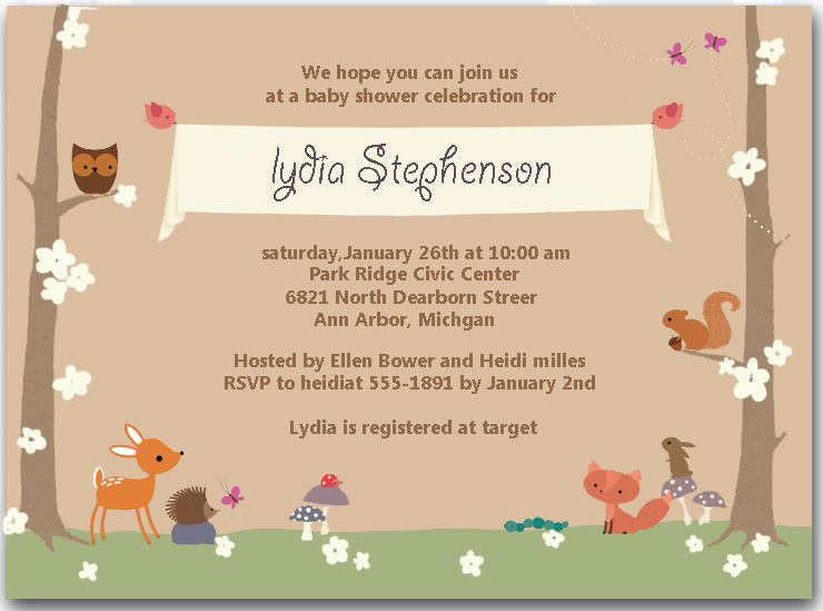 forest garden baby shower invitation