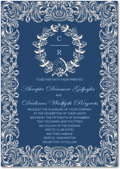 Blue wedding invitations HPI035