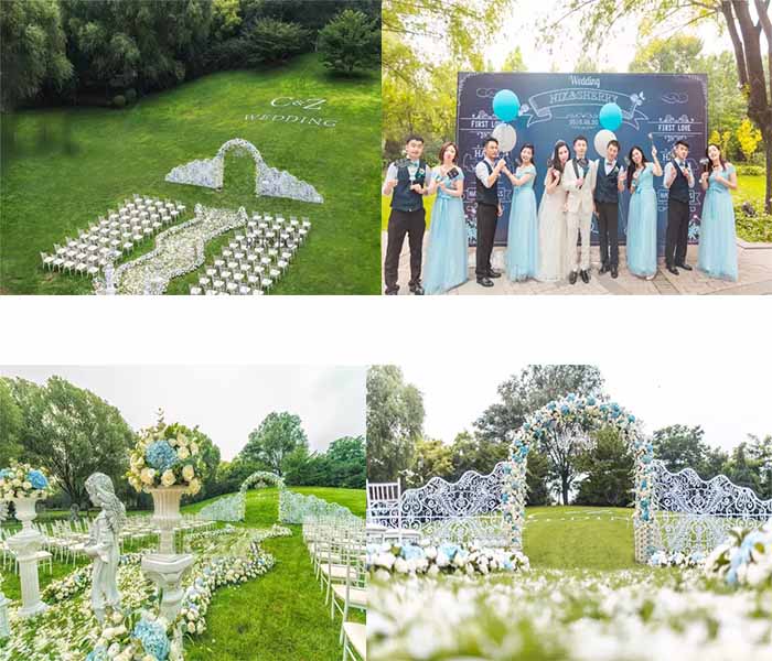 blue and white lawn wedding inspirations