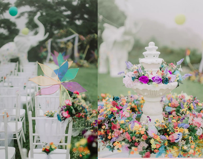 colorful decoration ideas of lawn wedding