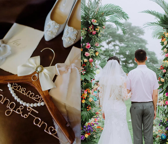 colorful lawn wedding