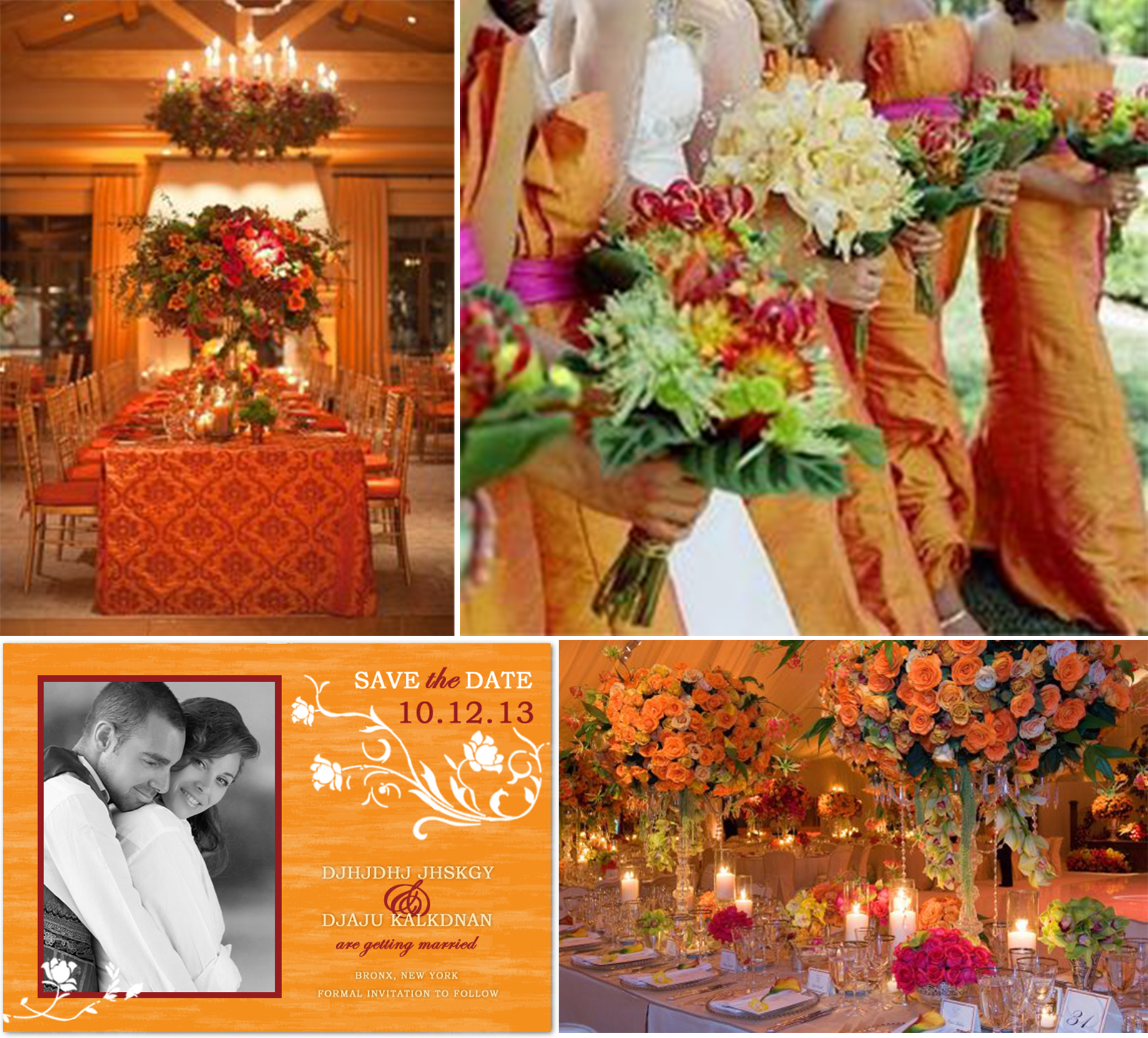 orange wedding invitation cards