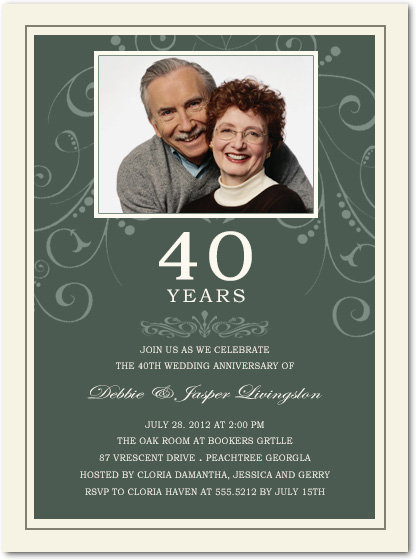 Charming Floral Photo Anniversary Invitations HPA200