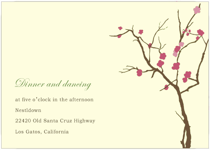 Watercolor Cherry Flowes Tree Reception Cards HPC186