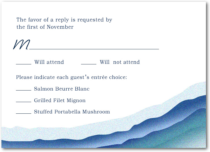 Blue Waves Shades Wedding Reply Cards HPR045