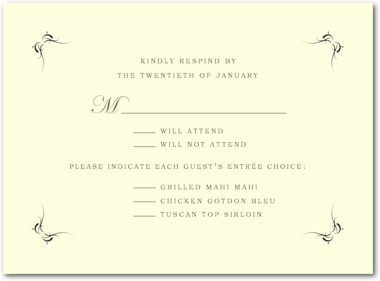 Windswept Simple symmetrical Wedding RSVP Cards HPR048