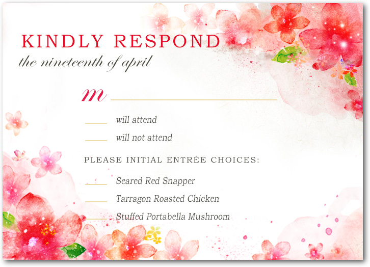 Lively Watercolour Floral Wedding RSVP Cards HPR050