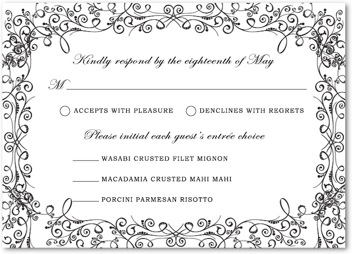 Classic Black And White Frame RSVP Cards HPR053