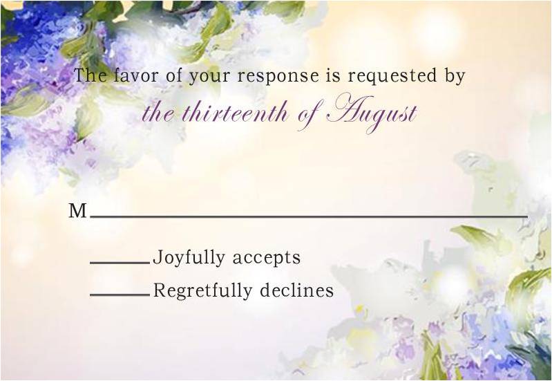 Romantic Watercolor Lavender Falll Wedding Response Card HPR278