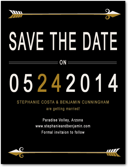 Black Retro Arrows Save The Dates Card HPS003