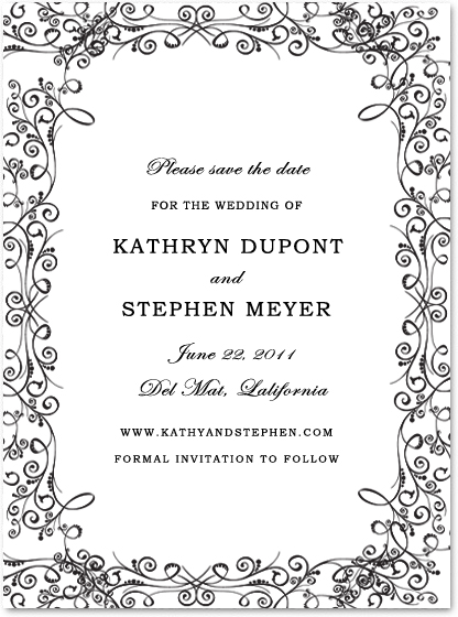 Classic Black And White Frame Save The Dates CardS HPS053