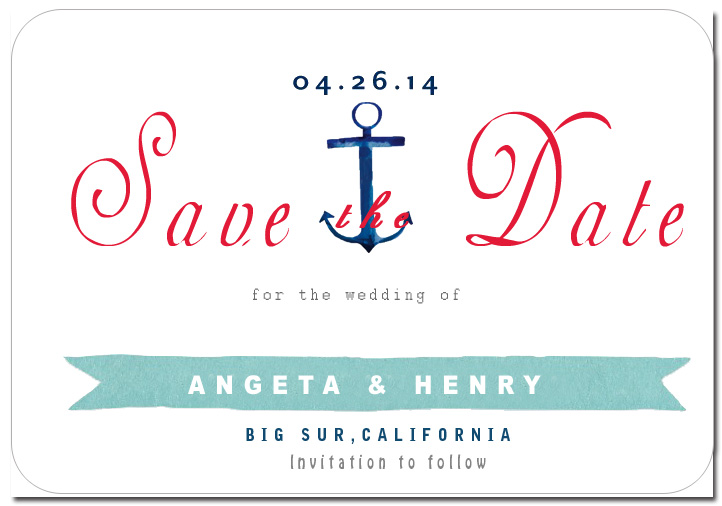 Anchor And Ribbon Bold Save The Date CardS HPS060