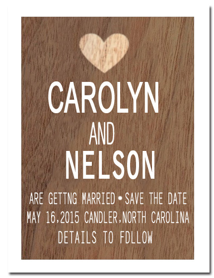 Wood Texture Heart Save The Dates CardS HPS068