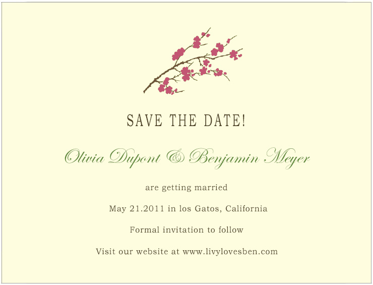 Watercolor Cherry Flowers Save The Date Cards HPS186