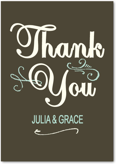 Dark Gray WordArt Thank You Card HPT017