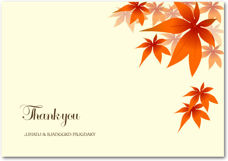 Red Maple Leaves Wedding Thanks You Card HPT040