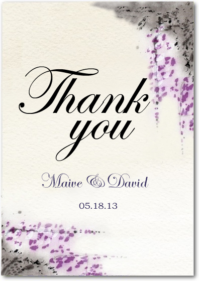 Fragrant Purplish Flowers Wedding Thanks Cards HPT043