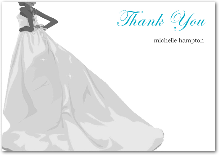 Bridal's Silhouette In Wedding Gowns Thanks Card HPT100