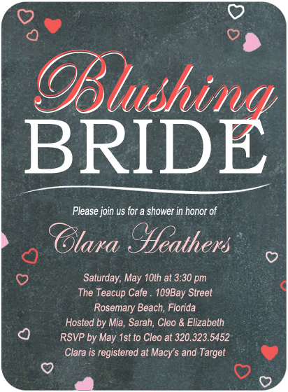 Sweetheart Blackboard Bridal Shower Invitation Card HPB121