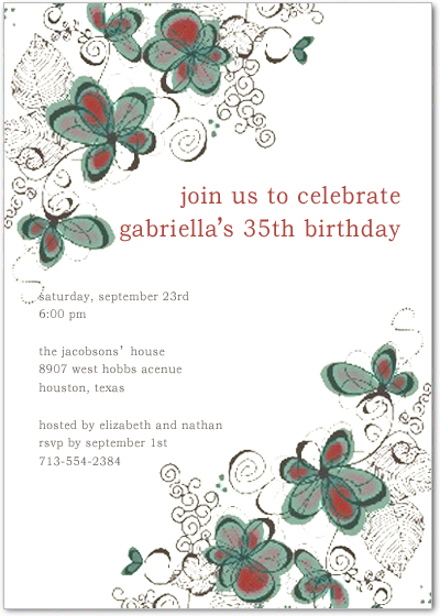 Thirty Five Adult Birthday Party Invitations HPBP171