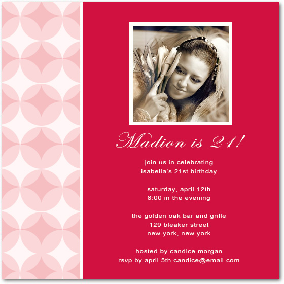 Gorgeous Pink And Red Photo Birthday Invitations HPBP178