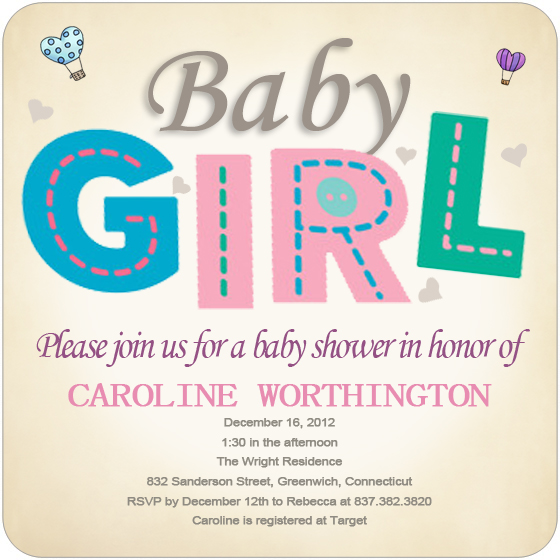 Colourful Girl Baby Shower Invitation HPBS221
