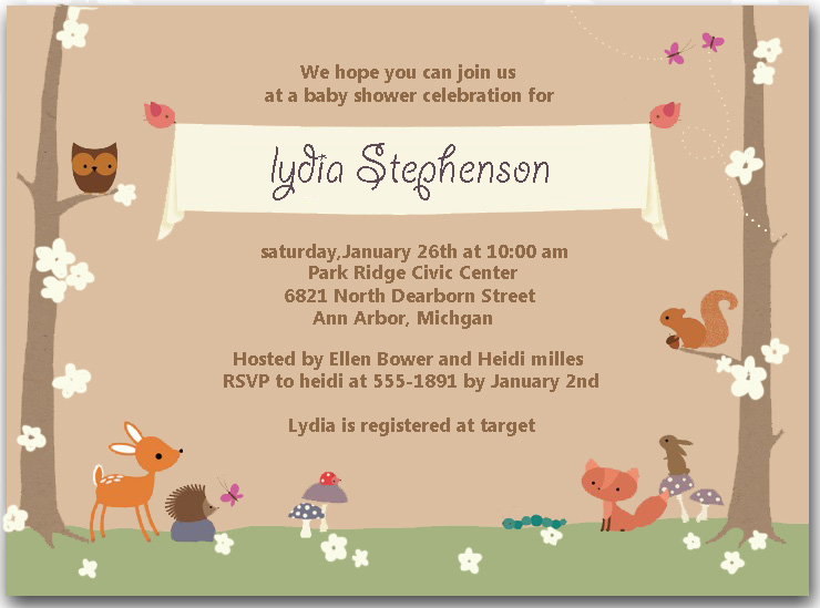 Animal Forest Garden Baby Shower Invitations HPBS233