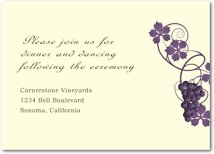 Purple Twirling Vineyard Wedding Reception Cards HPC044