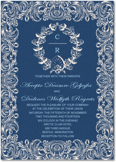 Ethnic Print Linen Wedding Invitation Cards HPI035