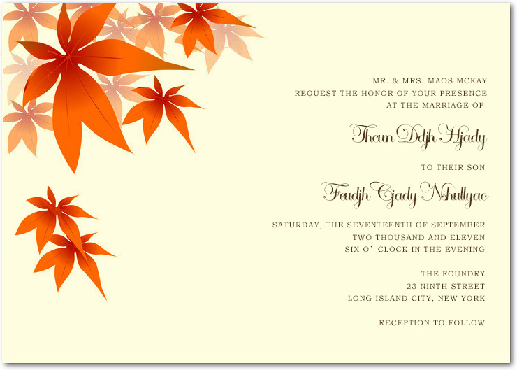 Red Maple Leaves Wedding Invitations Cards HPI040